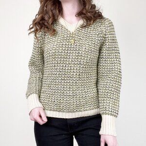 Vintage 100% Wool Fisherman Sweater Cable Knit Chunky Slouchy Scottish Preppy